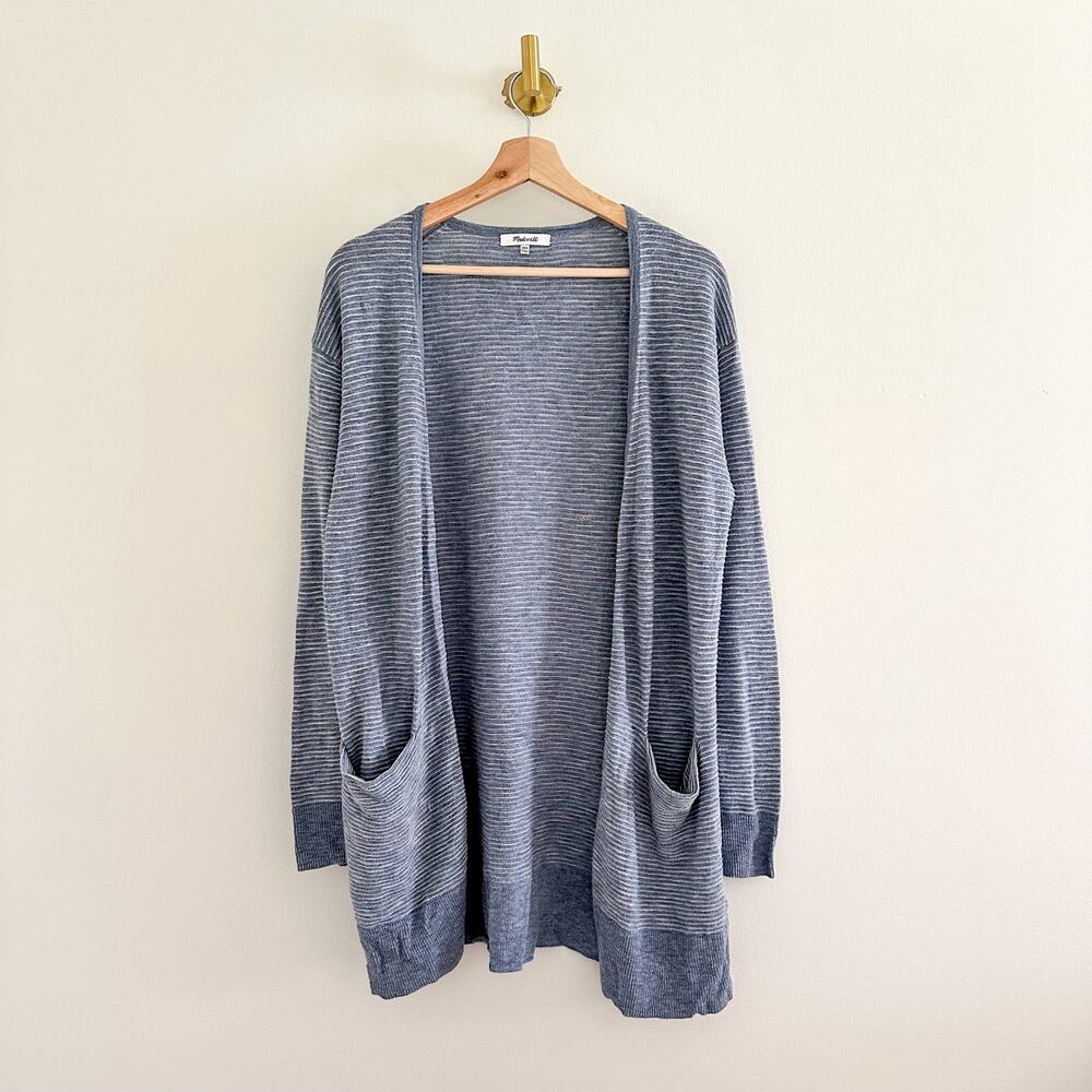 Madewell Summer Ryder Striped Open-Front Knit Cardigan Blue XXS